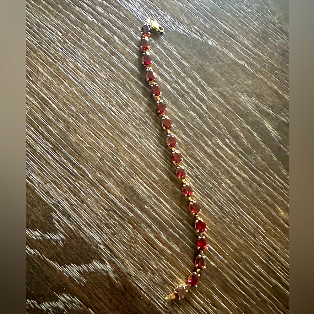 10kt Gold Almandine Garnet Bracelet